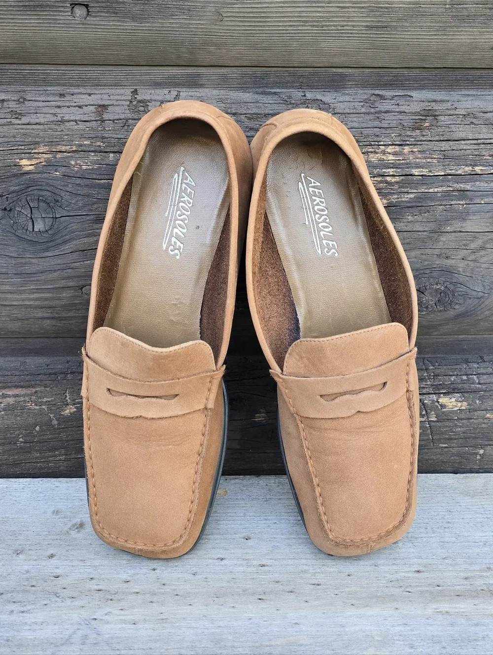 Aerosoles Y2K Preppy Minimalist Leather Sqaure Moc Toe Comfort Penny Loafer 8M